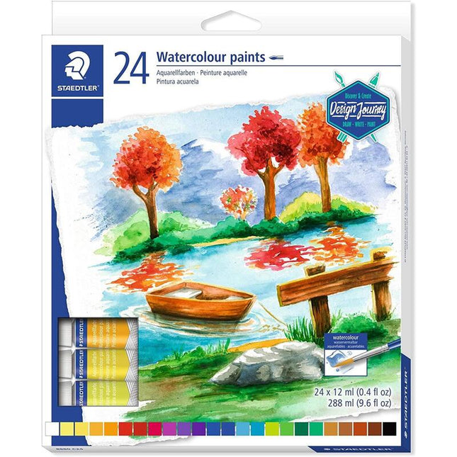 Staedtler Pack De 24 Tubos De Acuarela 12ml - Colores Brillantes  - Usar En Papel Acuarela O Cartulina - Colores Surtidos
