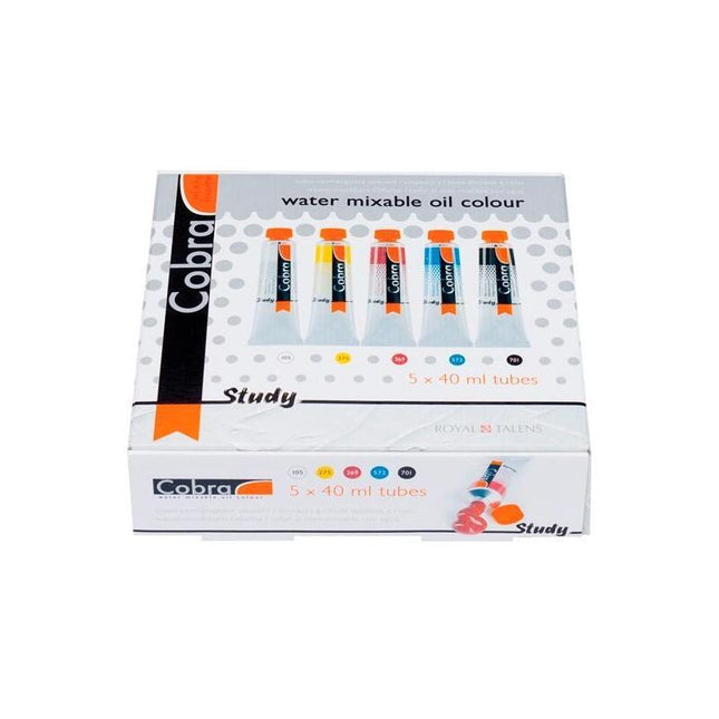 Talens Cobra Study Set Estuche 5 Tubos De 40ml Colores Al Óleo Primarios Surtidos