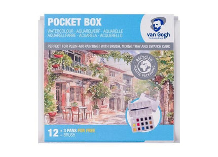 Talens Van Gogh Acuarelas Básicas En Medias Pastillas C/Surtidos Estuche 12 Ud + 3 Gratis + Pincel