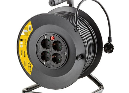 Technik Enrollacable 4 Tomas 25m Negro+Interruptor