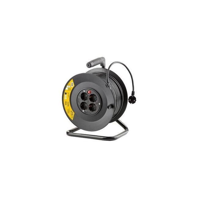 Technik Enrollacable 4 Tomas 50m Negro+Interruptor
