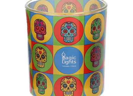 Vela En Vaso Pop Art Ø7,5x8,4cm Skull Magic Lights