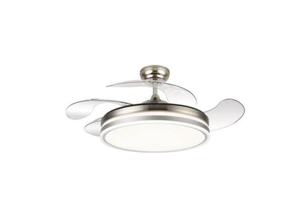 Ventilador Calima 2s Techo 900 Mm Mando A Distancia 6 Velocidades Luz Led Integrada Acabado En Nickel Satinado