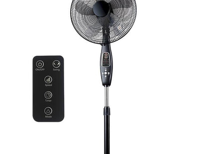 Ventilador De Pie Con Mando Negro 60w  Ø Aspas 40 Cm Altura Regulable 110-130 Cm Edm