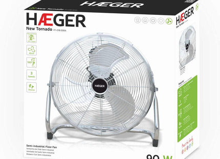 Ventilador De Suelo Industrial Haeger New Tornado 3 Aspas Metalicas 45cm 90w Interruptor Giratorio 3 Velocidades