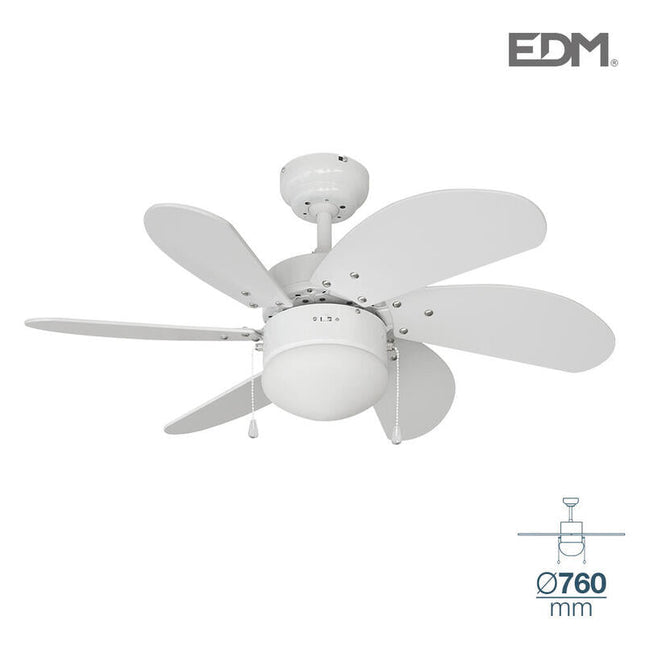 Ventilador De Techo Modelo Aral Blanco Potencia: 50w Aspas: Ø76cm Edm