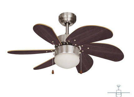 Ventilador De Techo Modelo Aral Wengue/Niquel Satinado Potencia: 50w Aspas: Ø76cm Edm