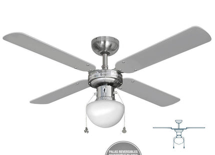 Ventilador De Techo Modelo Caribe Cromado Potencia: 50w Aspas: Ø102cm Edm