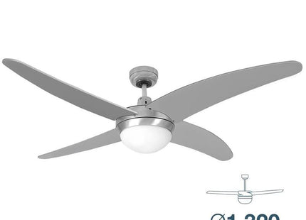 Ventilador De Techo Modelo Caspio Plateado/Niquel Potencia: 60w Aspas: Ø132cm Con Mando A Distancia Edm