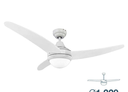 Ventilador De Techo Modelo Egeo Blanco Potencia: 60w Aspas: Ø122cm Con Mando A Distancia Edm