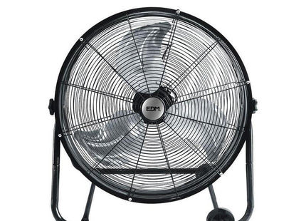 Ventilador Industrial De Suelo Con Ruedas Negro 180w Ø Aspas 60 Cm Edm