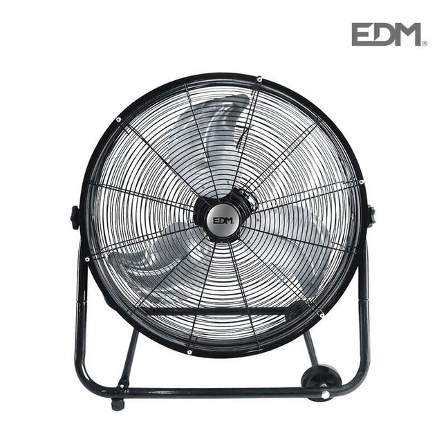 Ventilador Industrial De Suelo Con Ruedas Negro 180w Ø Aspas 60 Cm Edm